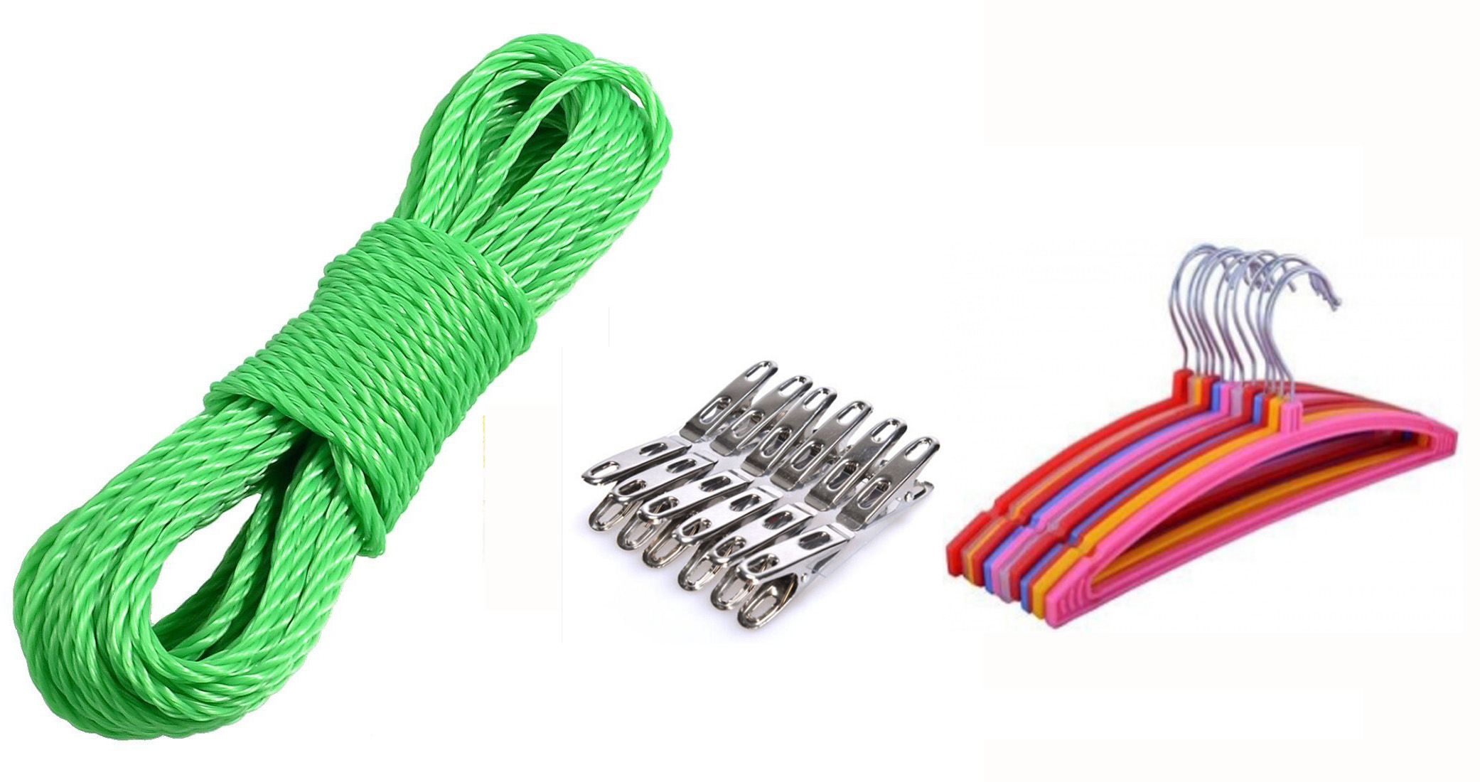 Buy Todayin's Cloth drying rope 10 metres+ Cloth drying clip Steel 10