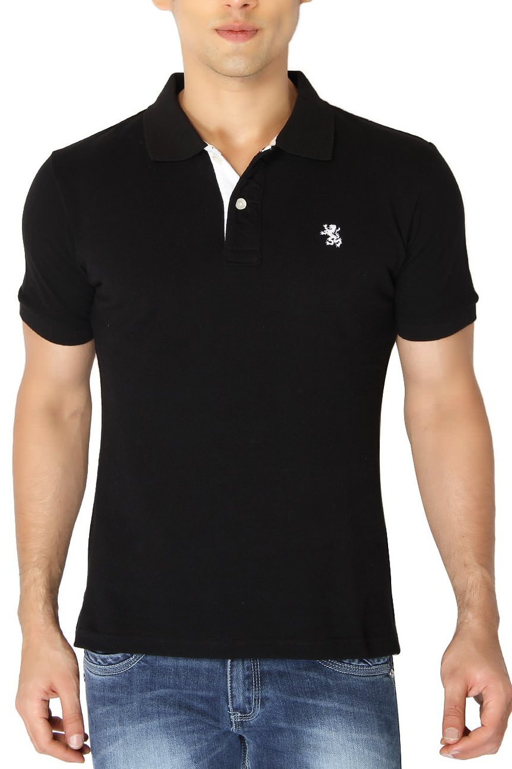 Black Cotton Polo Tee