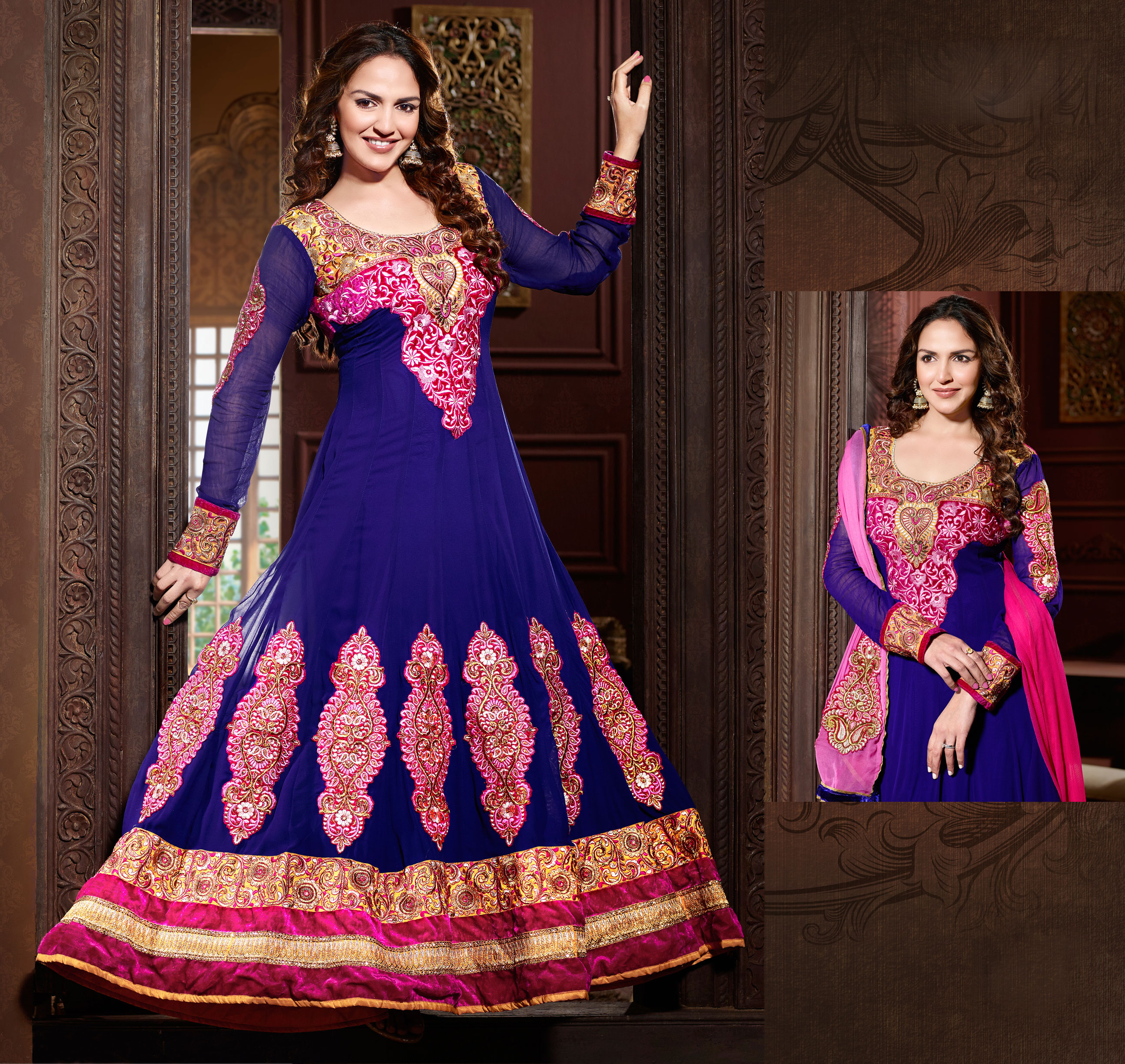 Online Esha Deol- Veronica Blue Beautiful Suit Prices - Shopclues India