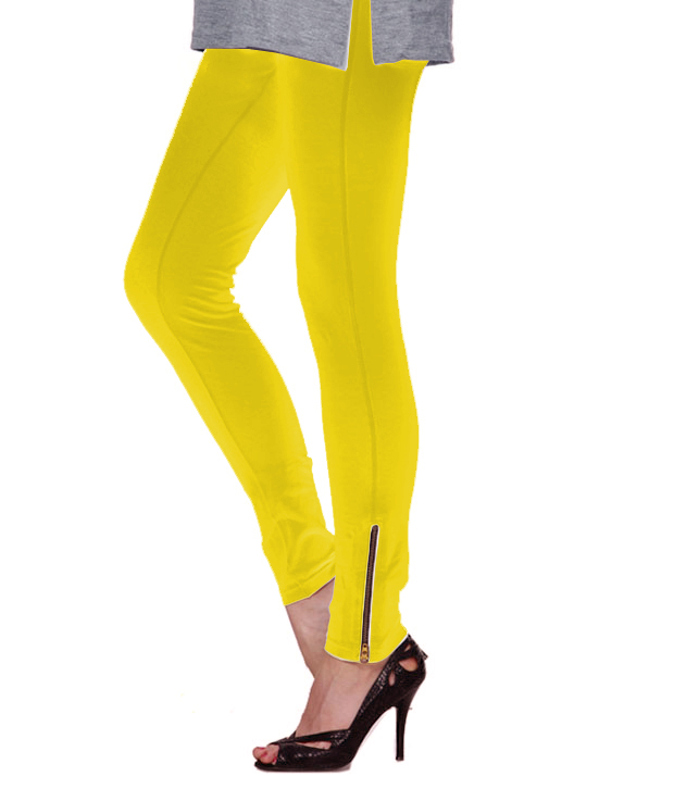 Sukuma Yellow Cotton Lycra Stretchable Zipper Pant In India Shopclues