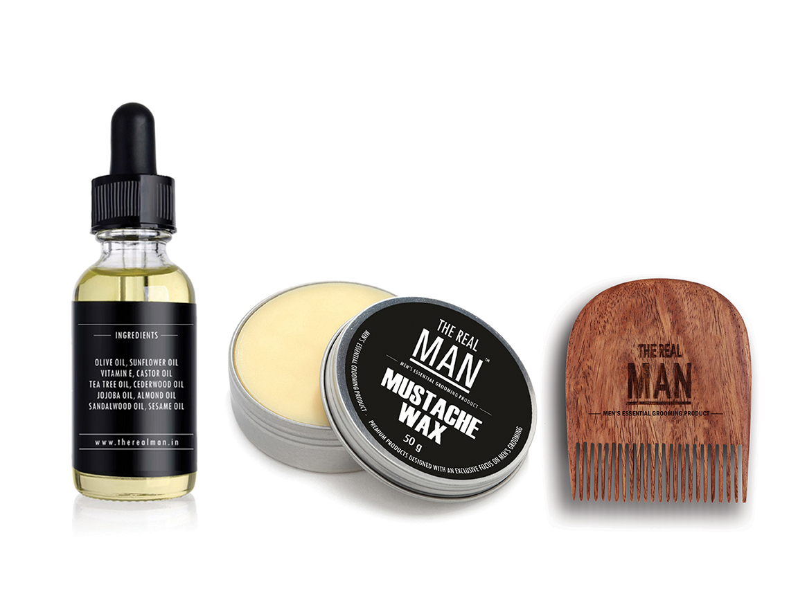 Buy Beard Mustache Oil Maple Mint(15ml), Mustache Wax(50g) Beard Comb