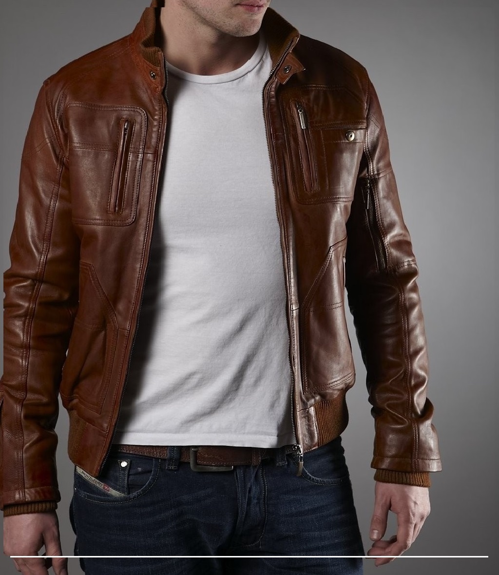Buy Leather collection Brown Colour Pure Leather jacket for Men's ...