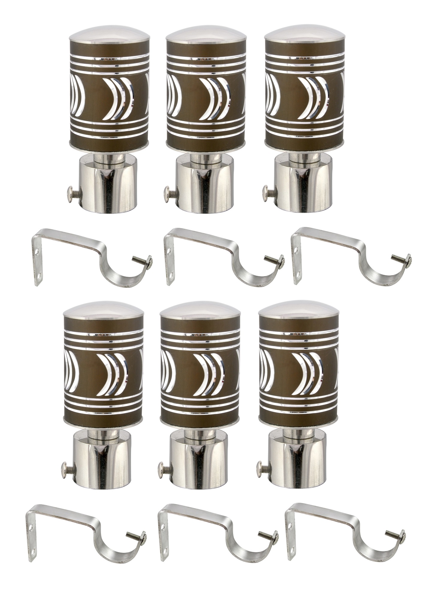 Buy Hans Enterprise Mendi Set of 6 Stainless Steel Single Curtain Rod