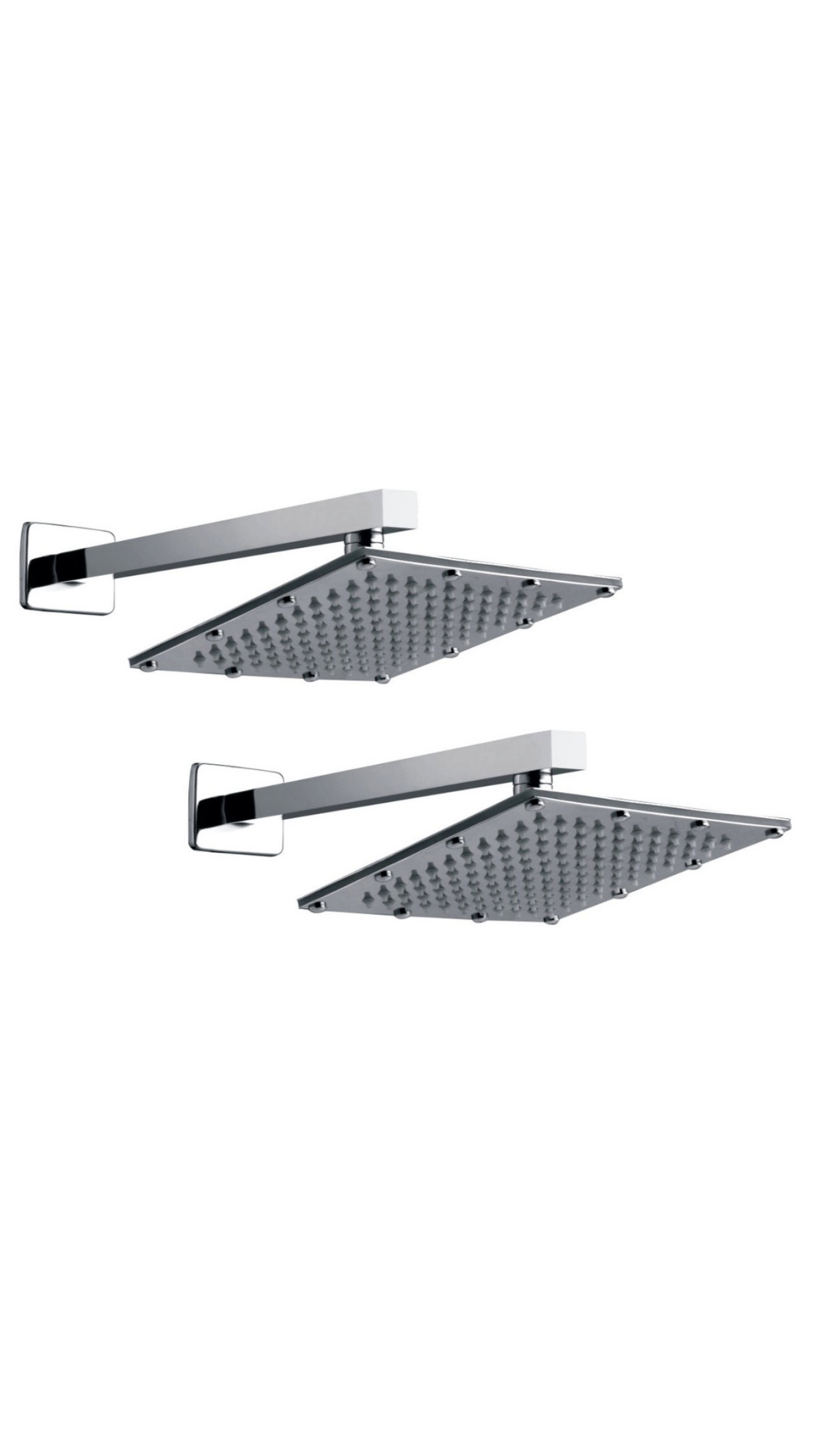 Mily 4x4 Sandwich Square Rain Shower Head with 9inch Arm Pack of 2