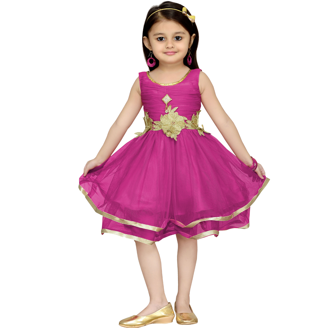 Buy Midage Girl's Self Design Party Wear Frock Online @ ₹2999 from ...