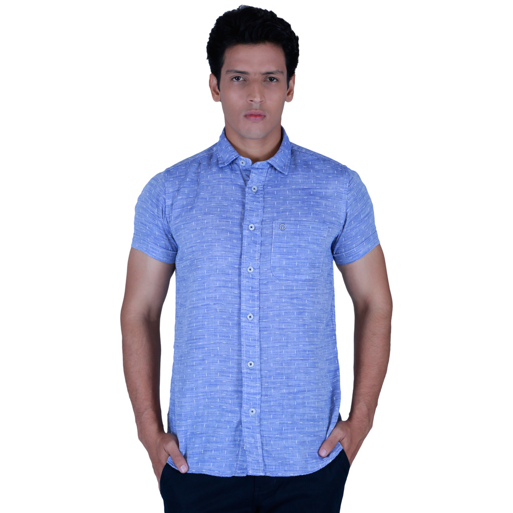 Buy Integriti Half Sleeve Solid Blue Men'S Shirt Online @ ₹1119 from ...