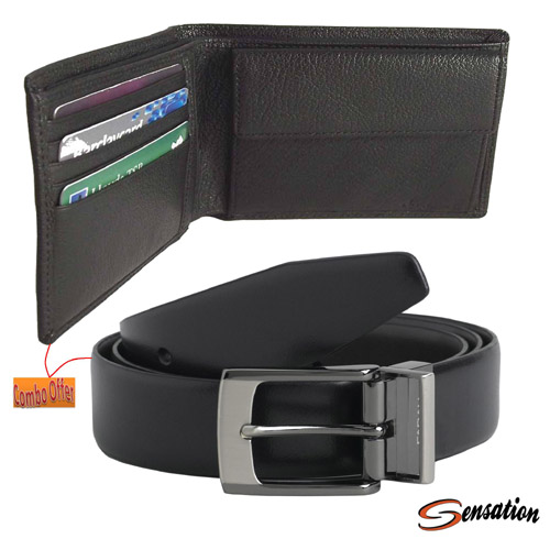 Buy Leather Belt Wallet Combo Online ₹299 from ShopClues