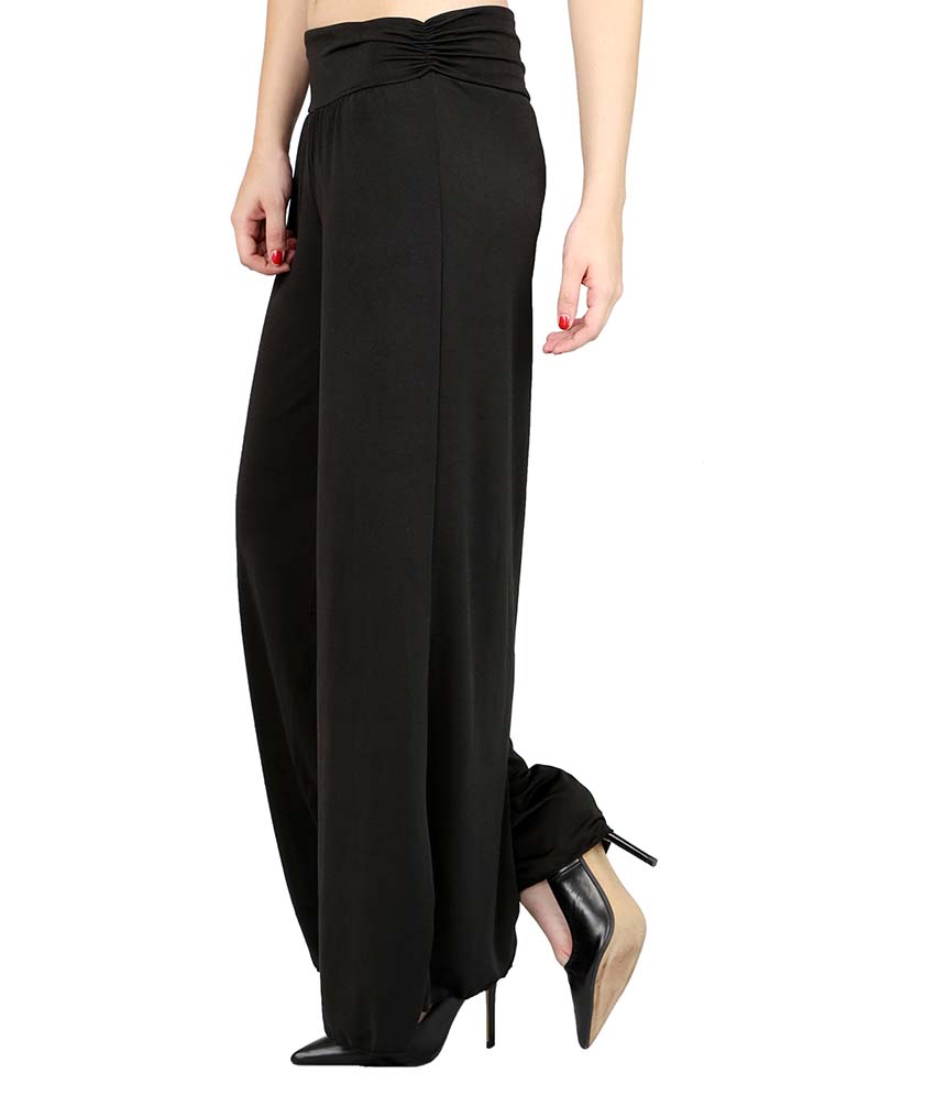 Buy Women's Plain Black colour Pyjamas Palazzo Pants Trousers Online ...