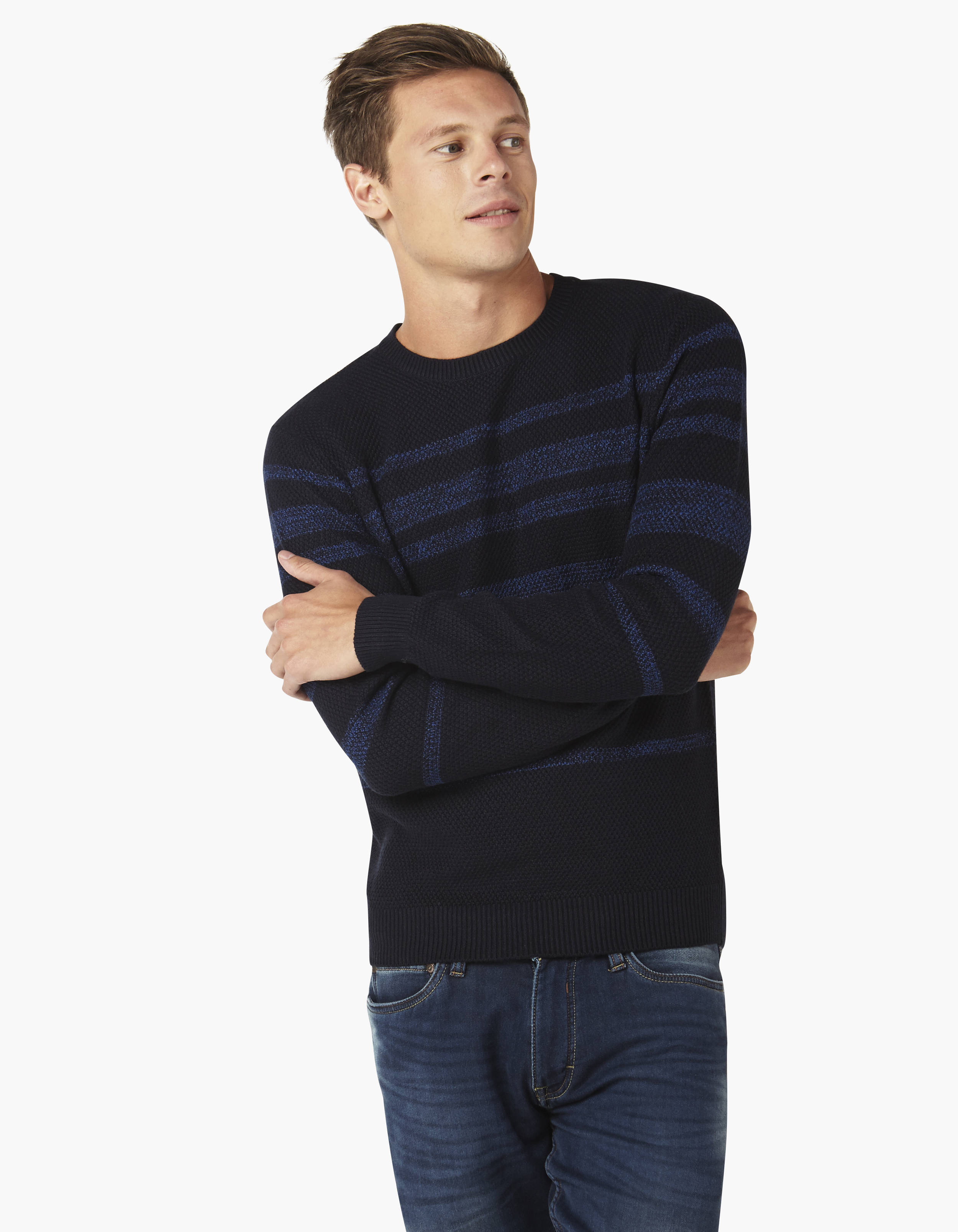Celio Blue Long Sleeve Sweaters For men