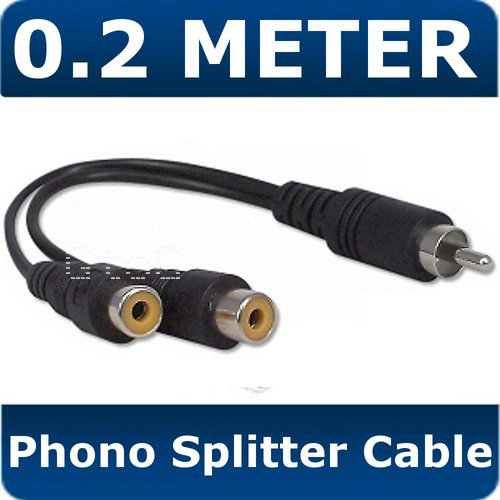 Qty 3 0.2m Metre RCA Phono Audio Video Splitter Adapter Cable