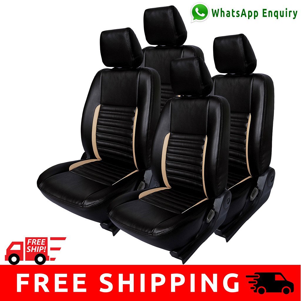 Buy Hi Art Black and Beige Leatherite Custom Fit Seat Covers for Maruti