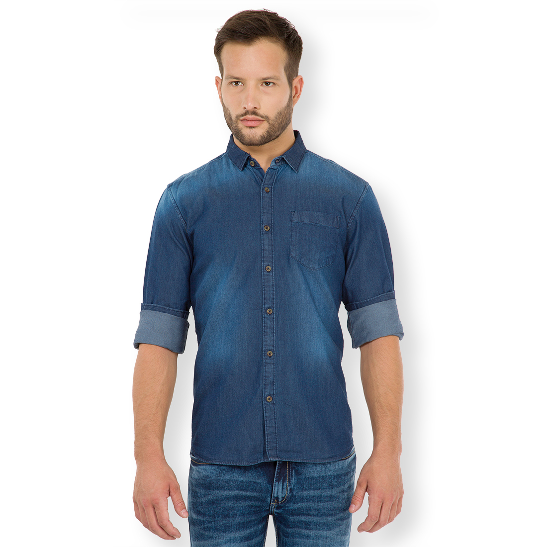 Buy Highlander Blue Button Down Full sleeves Mens Casual Shirts Online ...