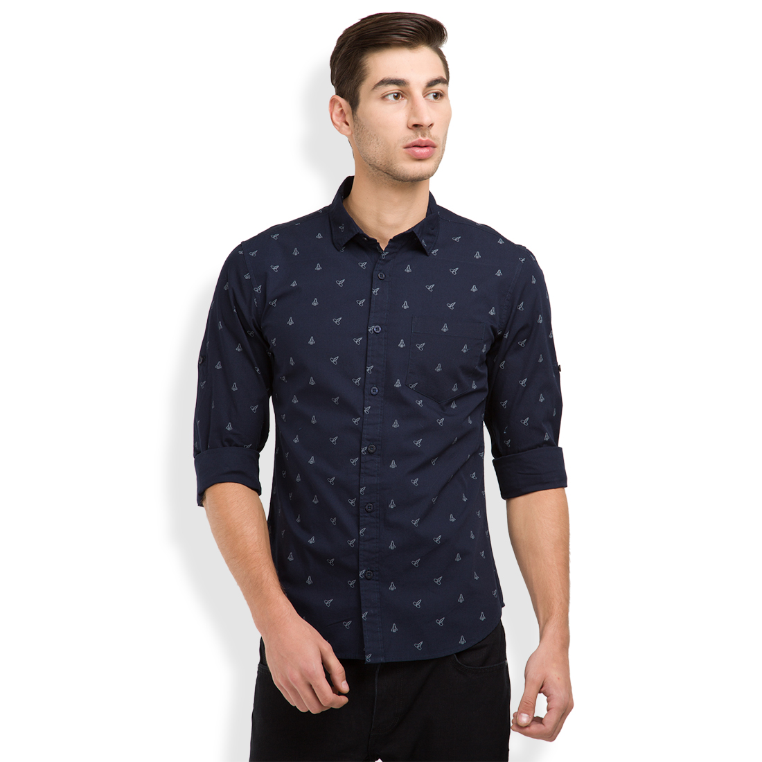 Buy Highlander Blue Button Down Full sleeves Mens Casual Shirts Online ...