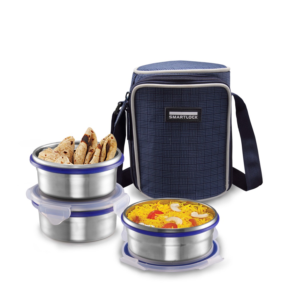 Buy Smart Lock Classic Steel Airtight Tiffin Pack With Insulated Bag ...