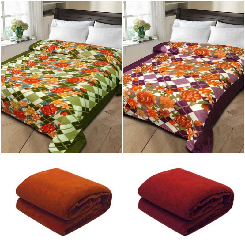 Buy K Decor Set Of 4 Double Bed Fleece Blankets (CBK004) Online