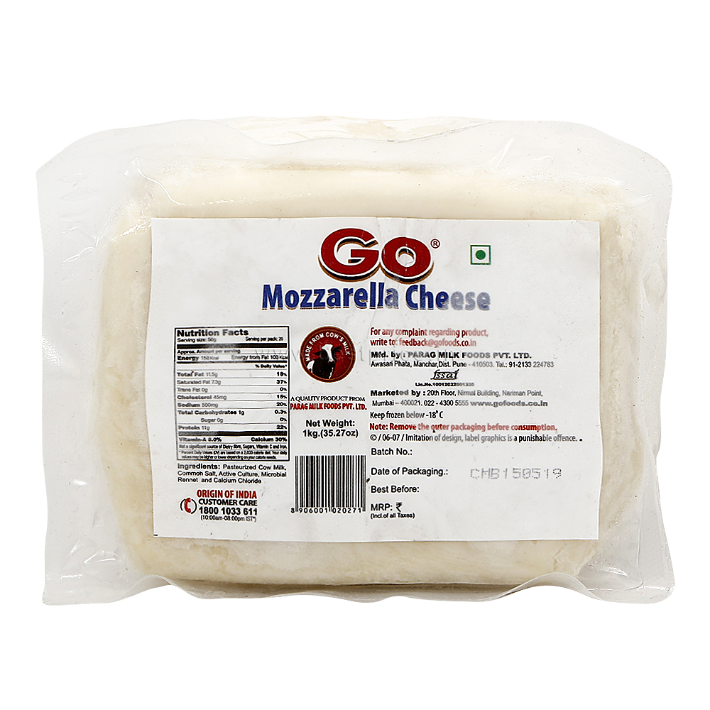 Buy Go Cheese Mozzarella Block, 1 KG Online ₹399 from ShopClues