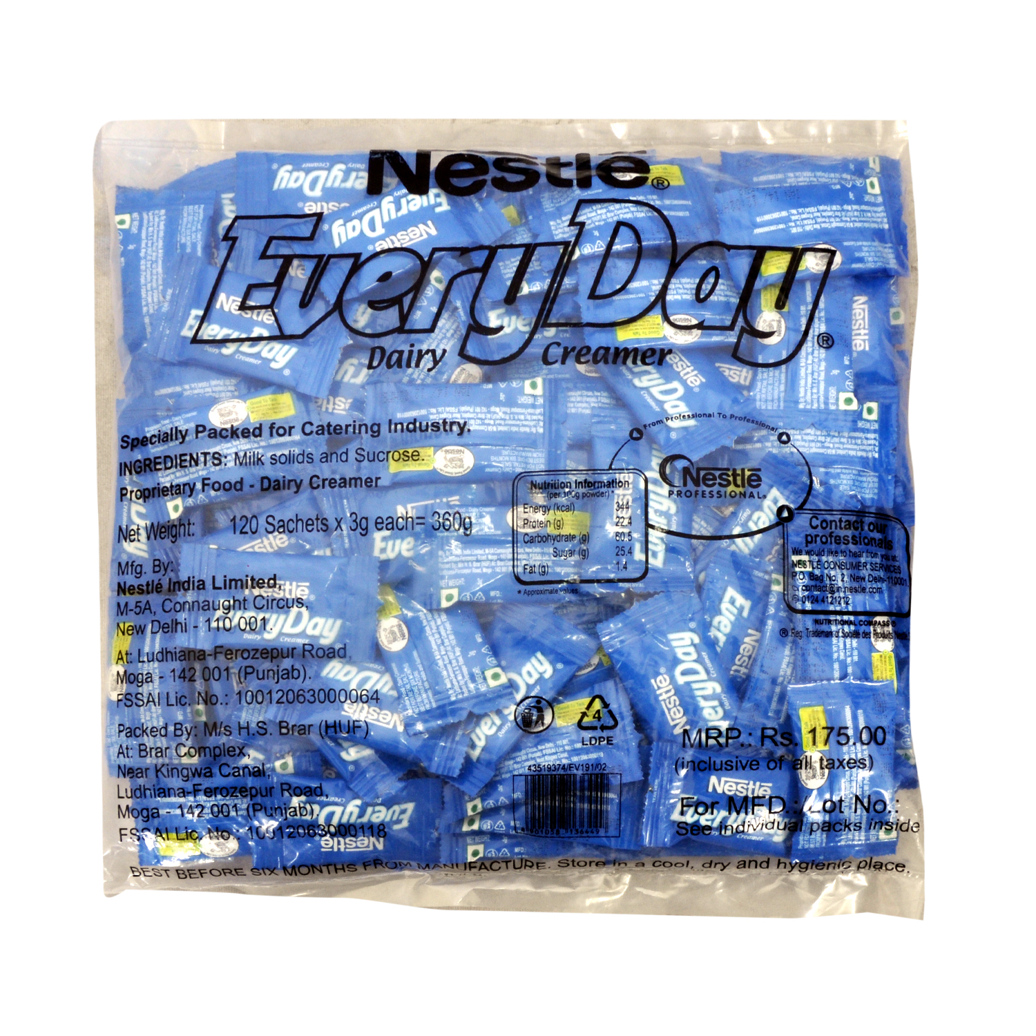 Download Buy Nestle Everyday Dairy Creamer Sachet Pack Of 120 X 3 g Online @ ₹201 from ShopClues