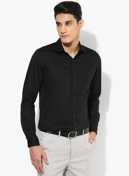 Buy SSB DJ Black Solid Regular Fit Formal Shirt Online @ ₹499 from ...