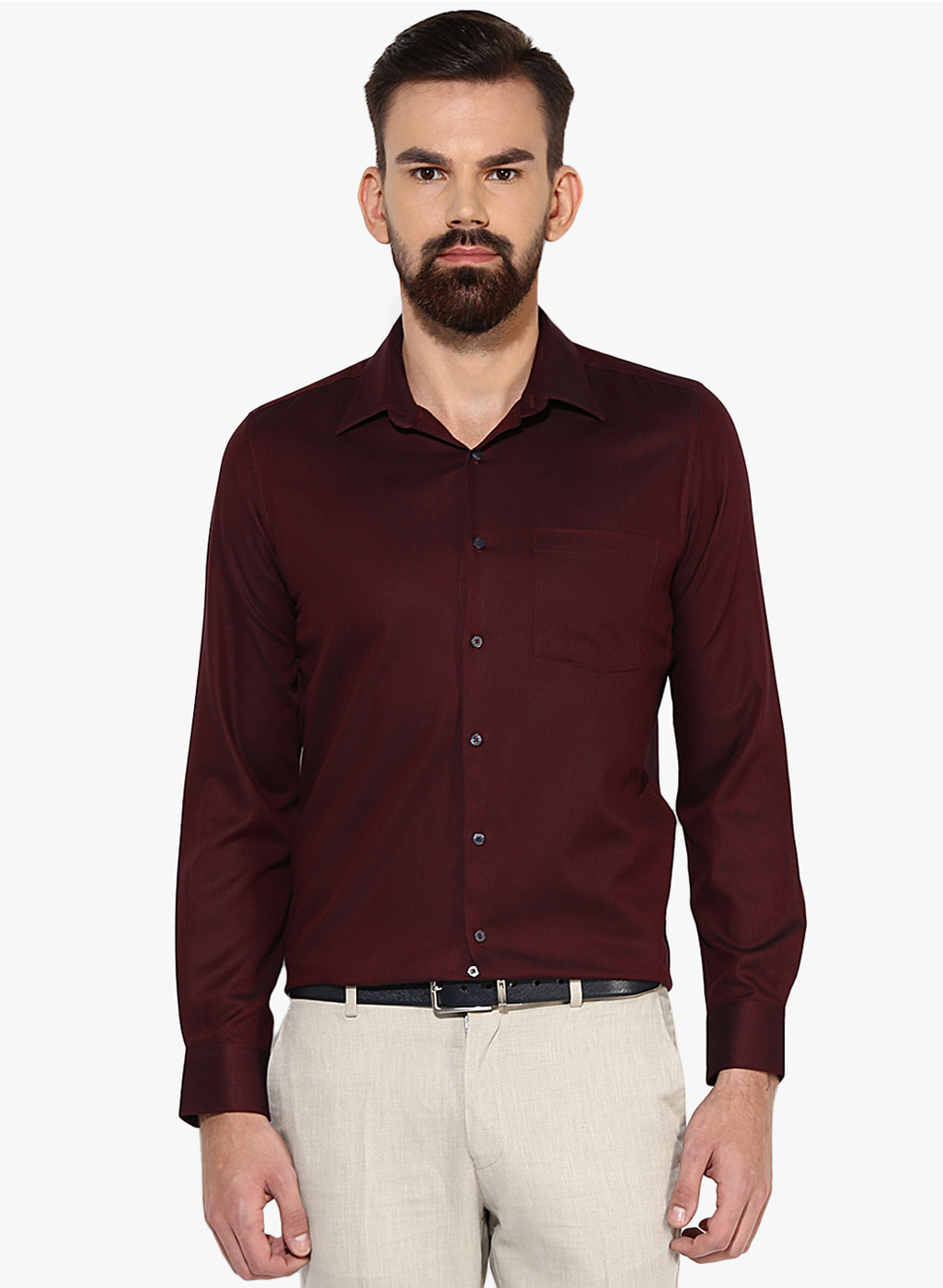 Buy SSB DJ Maroon Solid Regular Fit Formal Shirt Online @ ₹499 from ...