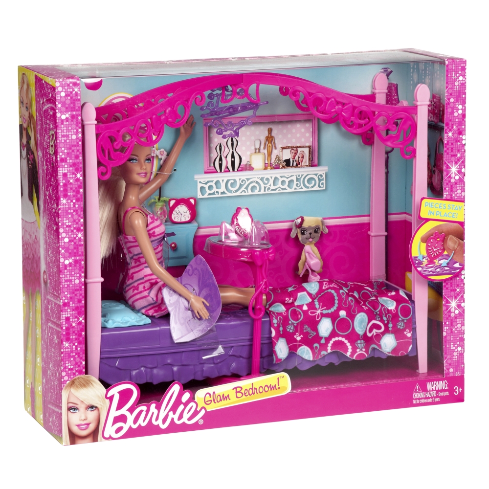 Barbie Glam Bedroom Furniture And Doll Set 