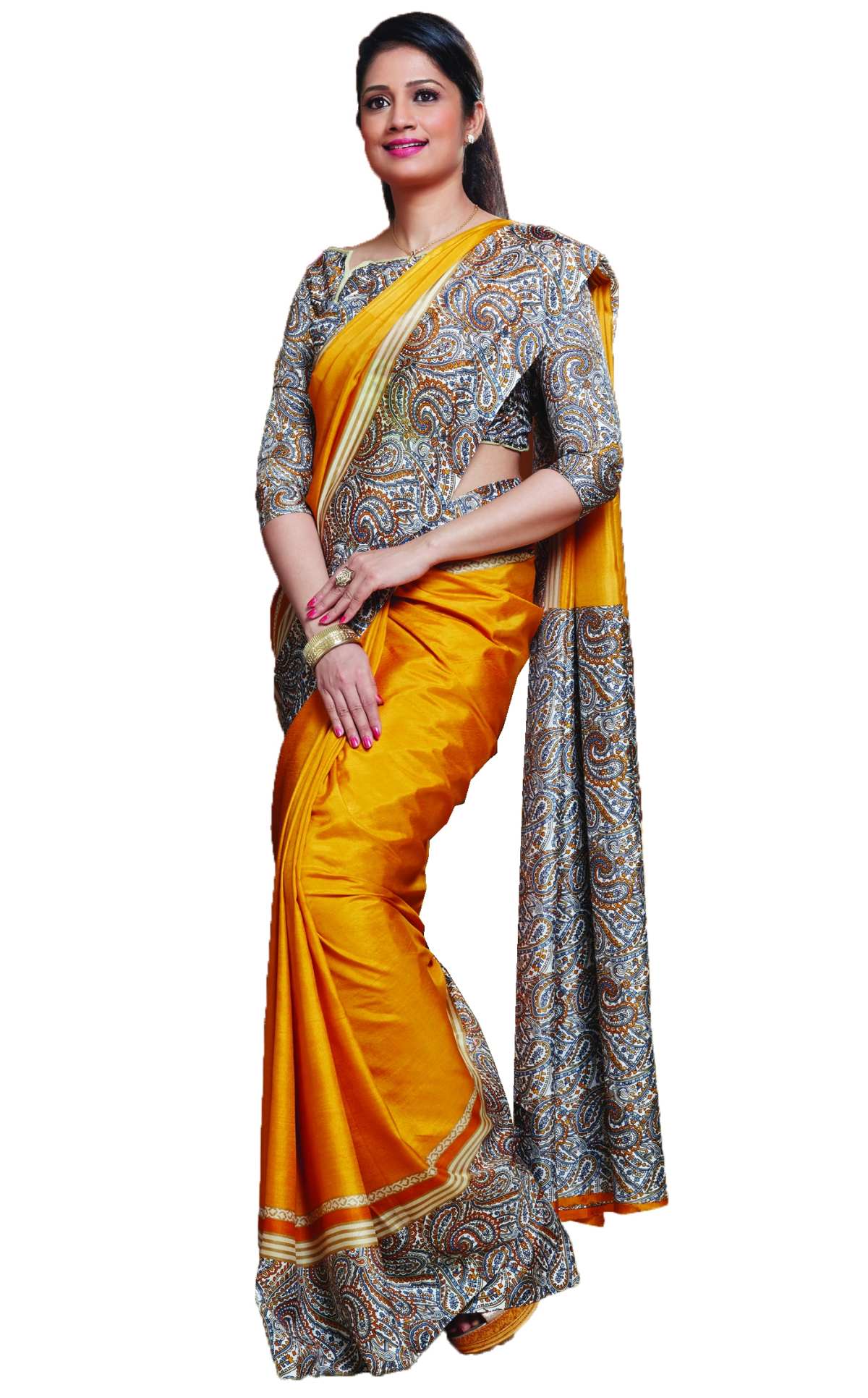 Buy Sudarshan Silks Multicolor Polyester Self Design Saree With Blouse ...