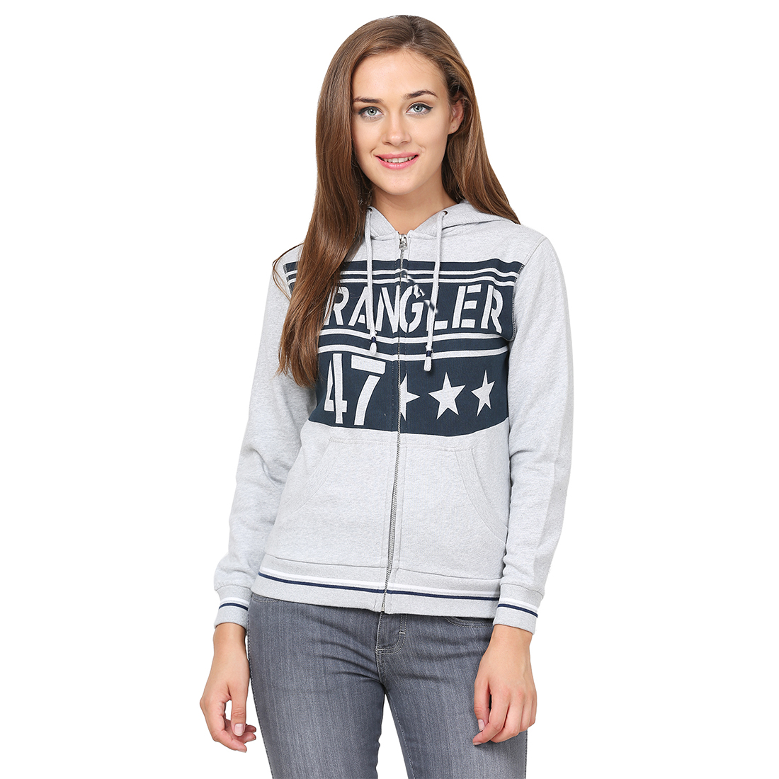 Buy Wrangler Grey Plain Casual Sweatshirt for Women Online @ ₹1317 from ...