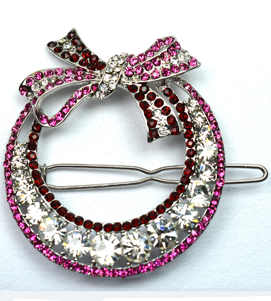 Buy Glitters Gold Pink Colour American Diamond Hair Clip Online ₹335