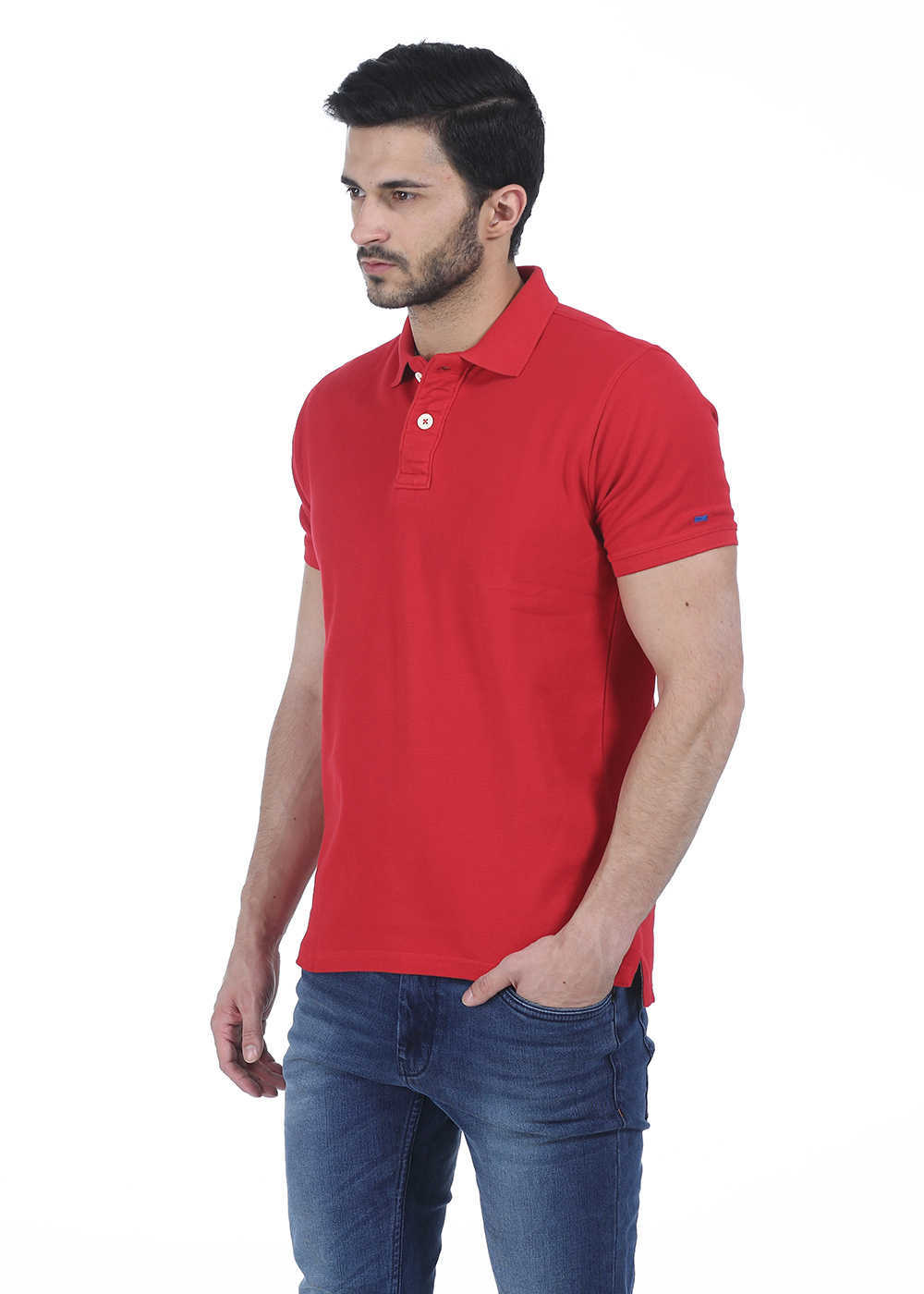 Buy Basics Muscle Fit Red Piqu Polo T-Shirt Online @ ₹999 from ShopClues