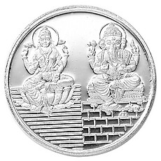 Buy Mahna 995 Silver 5 Gms Laxmi Ganesh Coin/Sikka With Free Five Mukhi ...