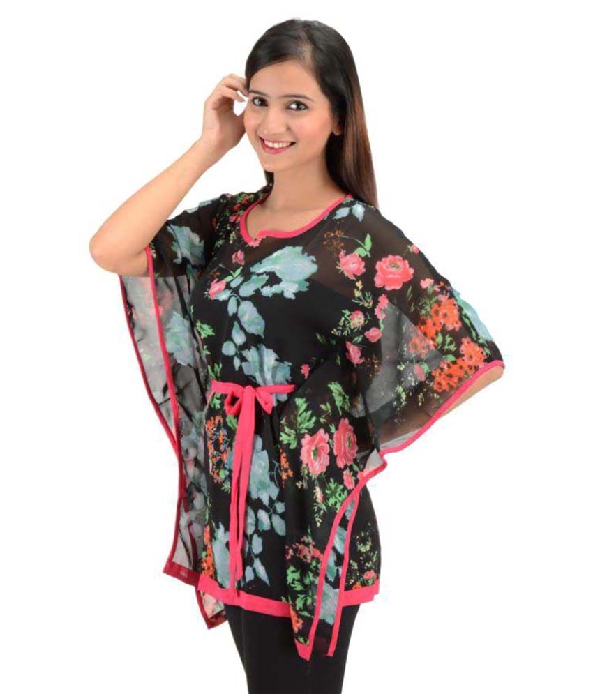 Vivo Jamila V-Neck Midi Kaftan - Taupe / Black Floral Print main image 0