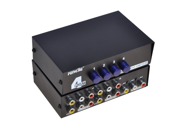 4 Port Input 1 Output Audio Video AV RCA Switch Switcher Selector Box