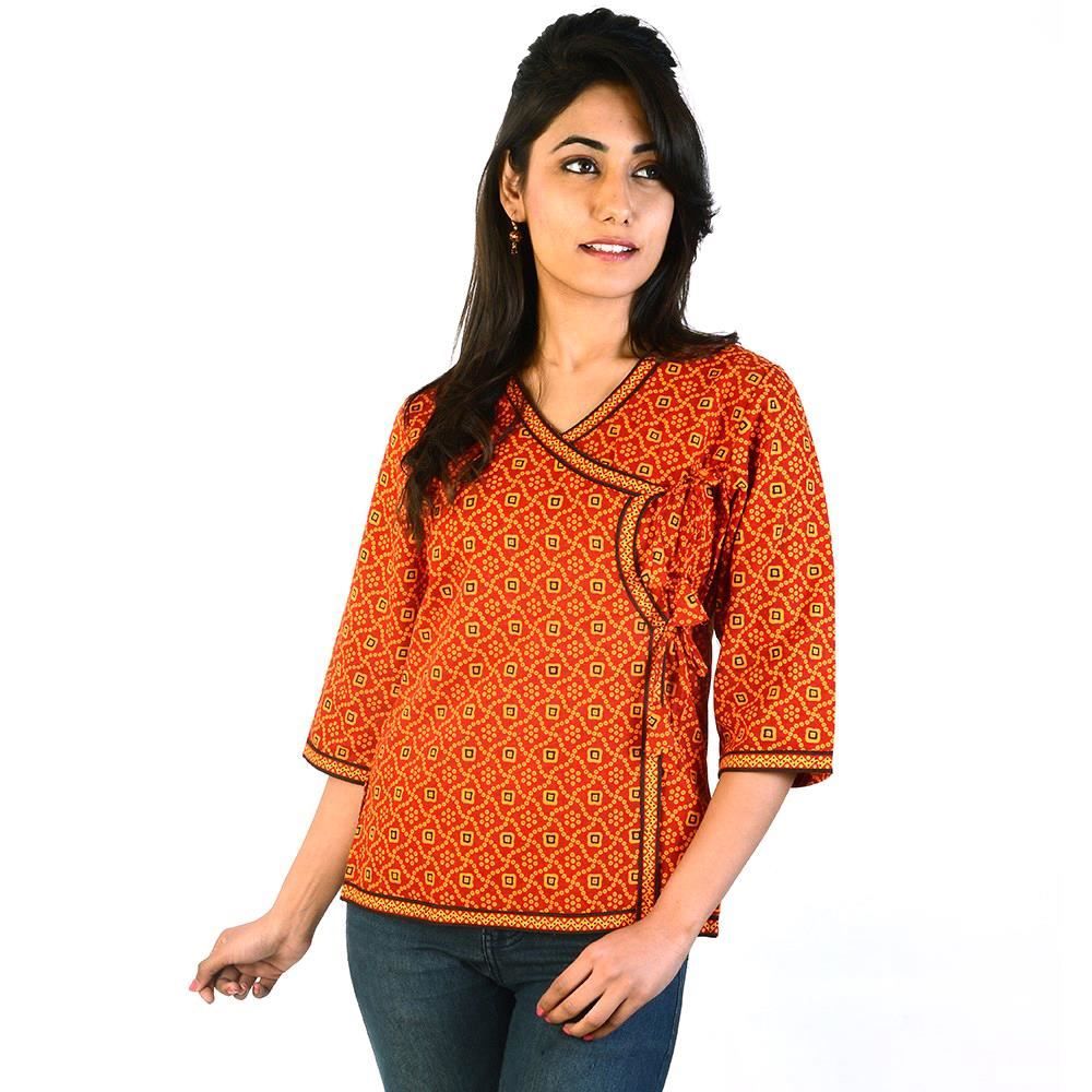 Buy Pack of 3 Rajasthani Design Floral Booti Printed Cotton Kurti Tops ...