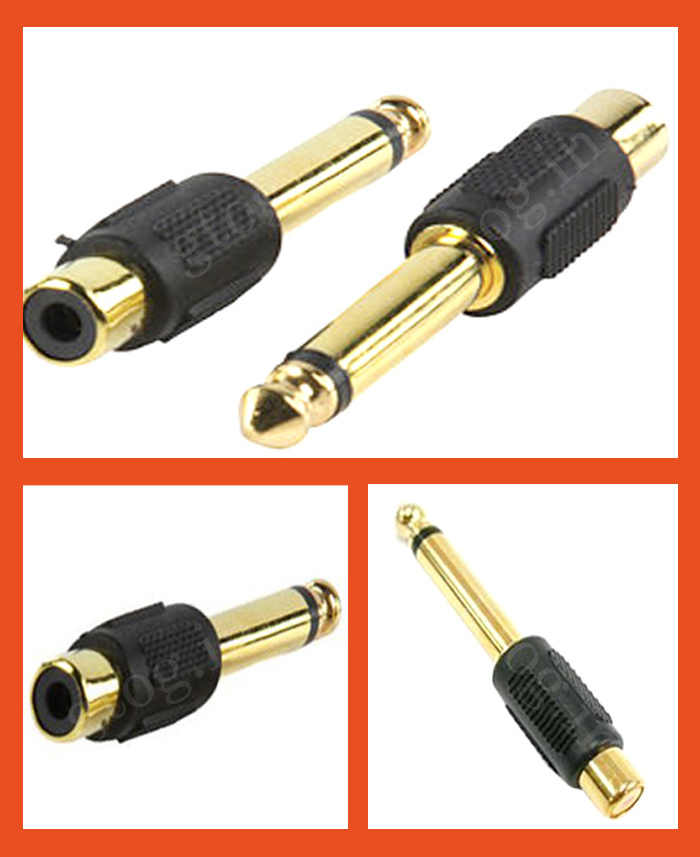ThatCable 6.35mm Mono Male To 2 RCA Female Adapter – 1/4" Plug Phono Socket Converter For Amplifier, Speaker, Guitar
