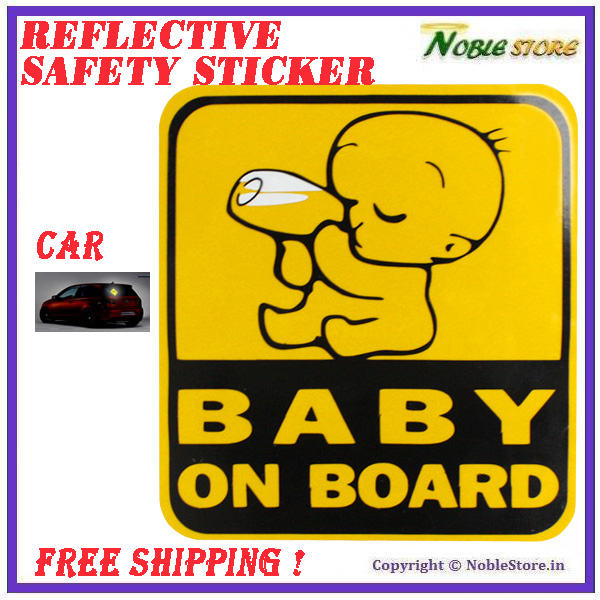 Reflective Car Safey Baby On Board Decal Sticker - Decorative and Safe