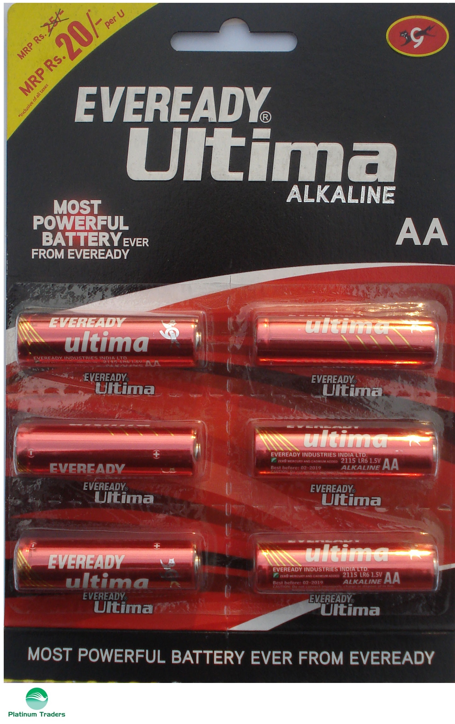 Eveready Ultima Alkaline Batteries Pack Of Six 0899