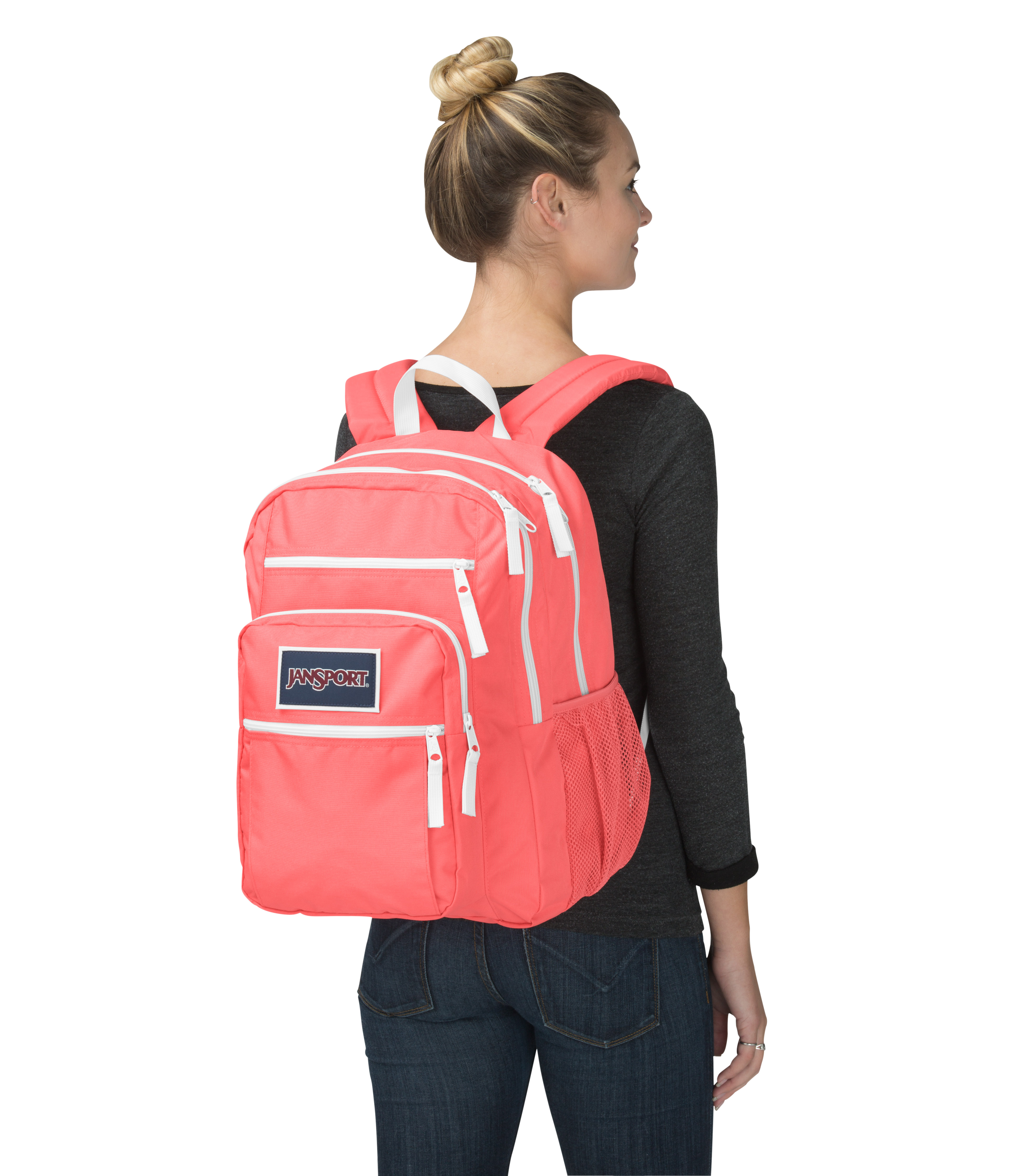 Buy JanSport Big Student Overexposed Backpack Coral Sparkle/White ...