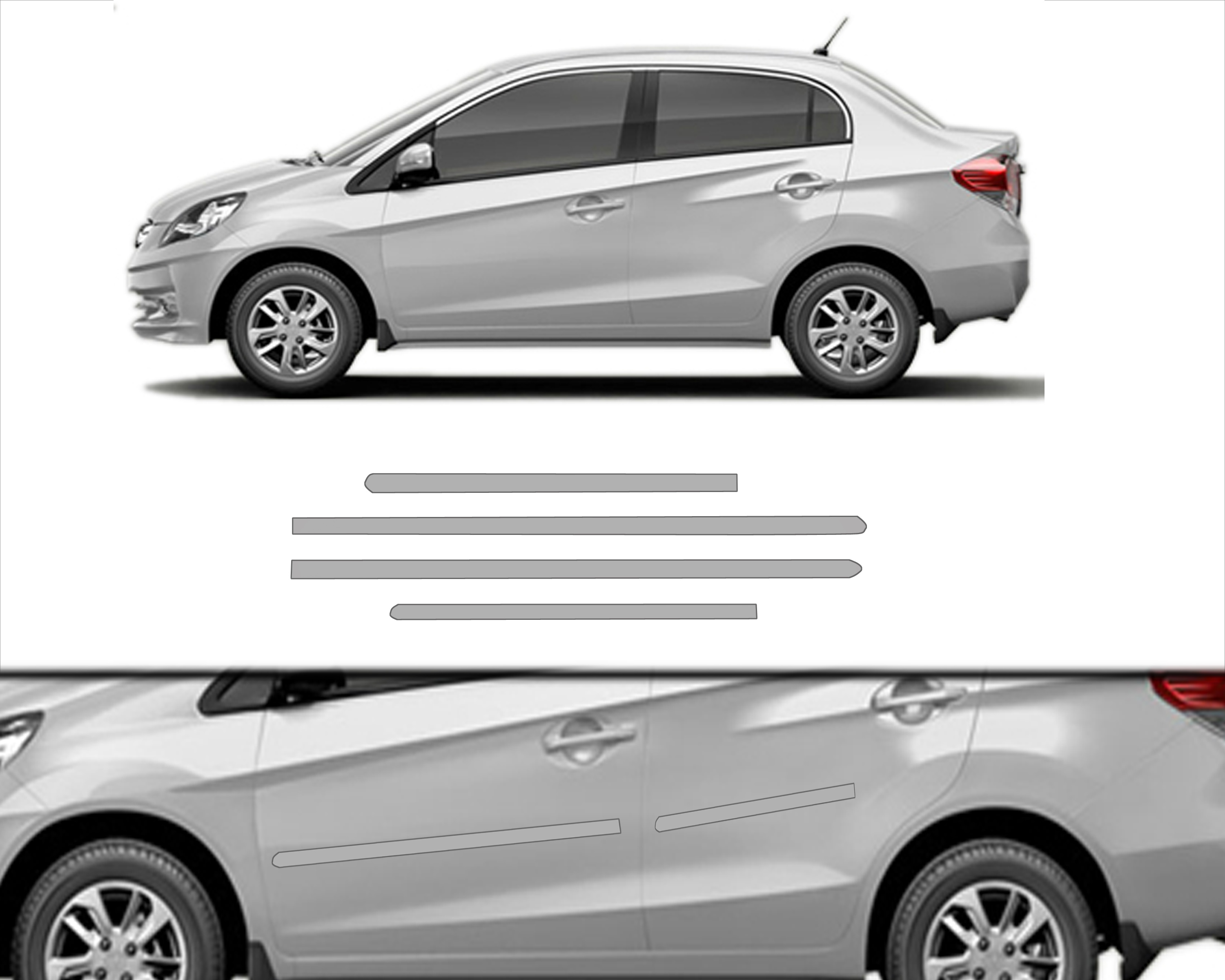 Buy Car Body Side Beading For Honda Amaze O.E Fitting Taffeta White