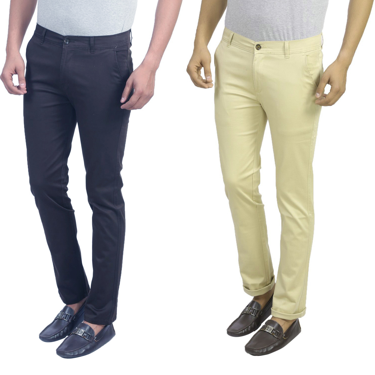 Buy Masterly Weft Multi Regular Fit Chinos for Men Pack of 2 Online ...