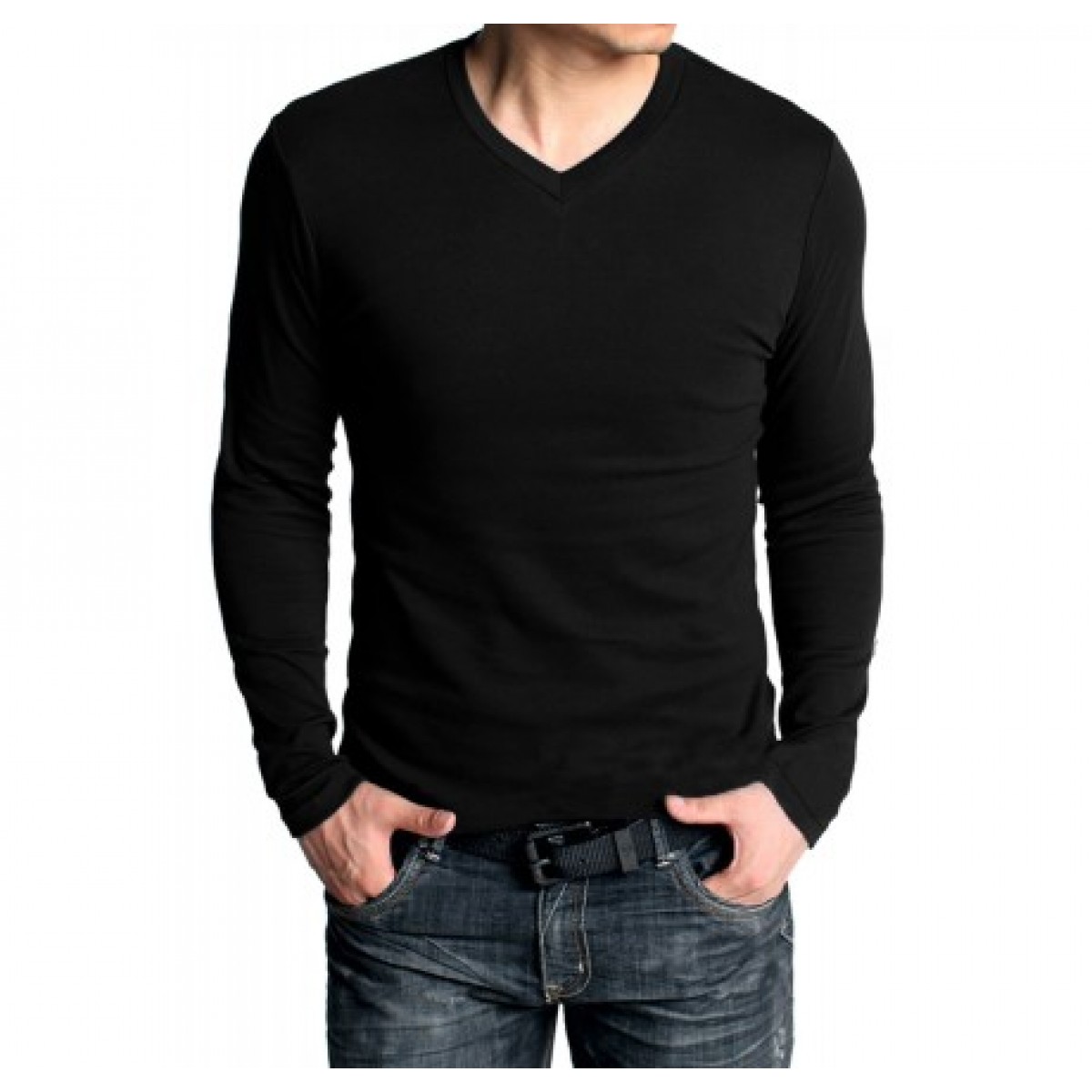 Buy Wintex Men's Black V-Neck T-shirt Online @ ₹299 from ShopClues