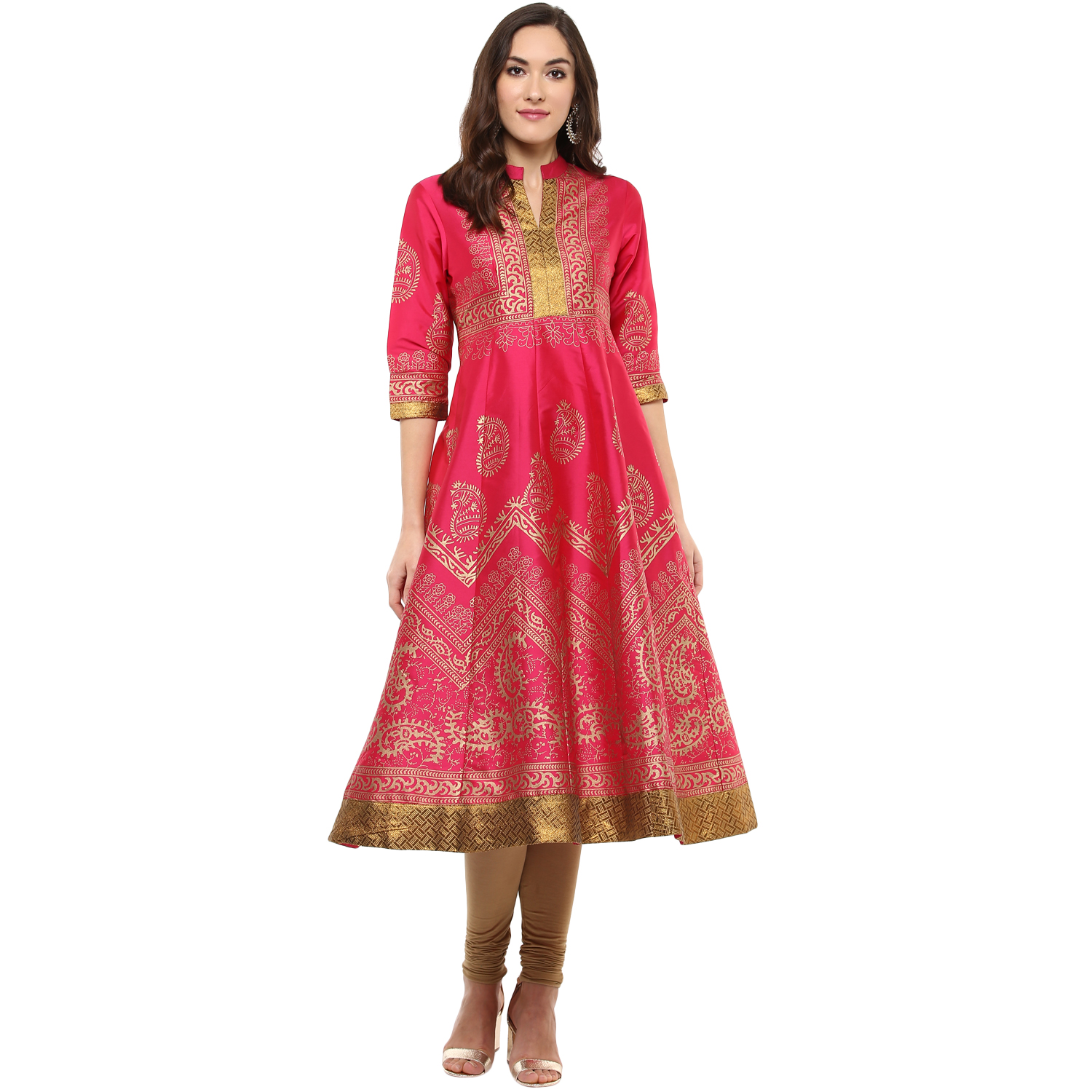 Buy Shakumbhari Pink Plain Silk Straight Kurti Online @ ₹999 from ShopClues