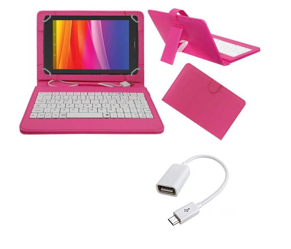 Buy 7inch Keyboard for Datawind UbiSlate 7CX Tablet- Pink with OTG ...