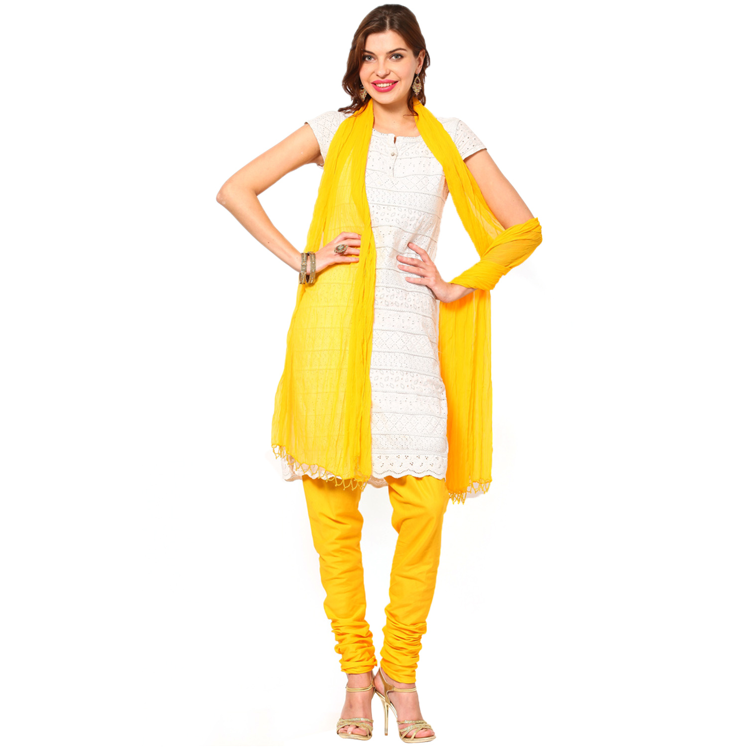 plain churidar with grand dupatta
