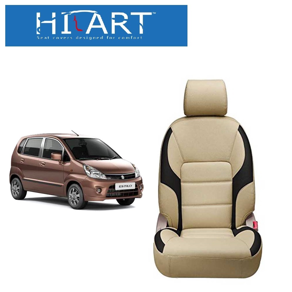 Buy Hi Art Beige and Black Leatherite Custom Fit Seat 