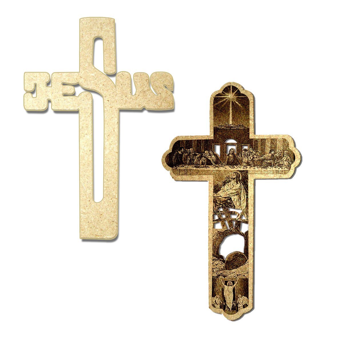 Buy Jesus Name on Cross and Engraved Jesus Story on Wooden Cross (Set ...