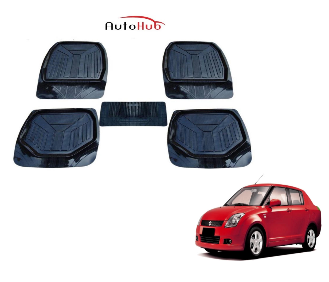 Buy Auto Hub 3G Black Car Floor Mats For Maruti Suzuki Swift Dzire By