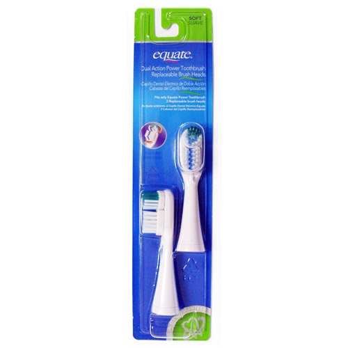 Buy Equate Dual Action Power Toothbrush Replaceable Brush Heads Soft 2