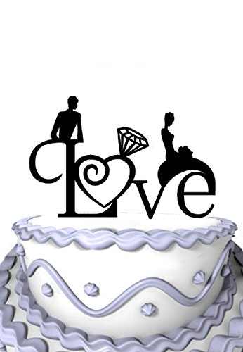 Buy Meijiafei Wedding Cake Topper - Cursive Love with Bride and Groom ...