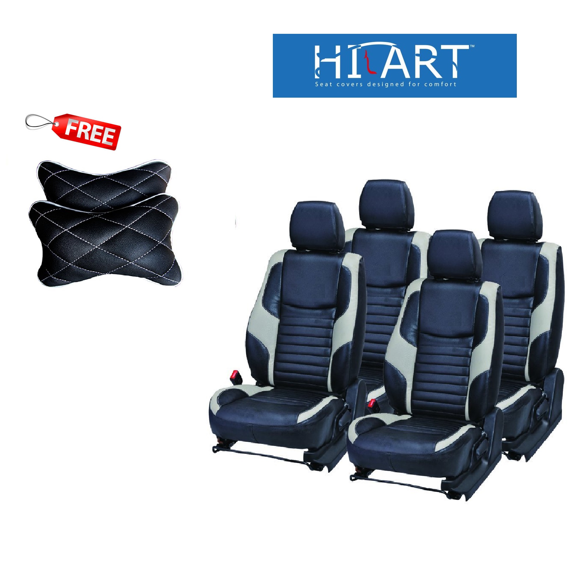 Buy Hi Art Black And Grey Leatherite Custom Fit Car Seat Covers For