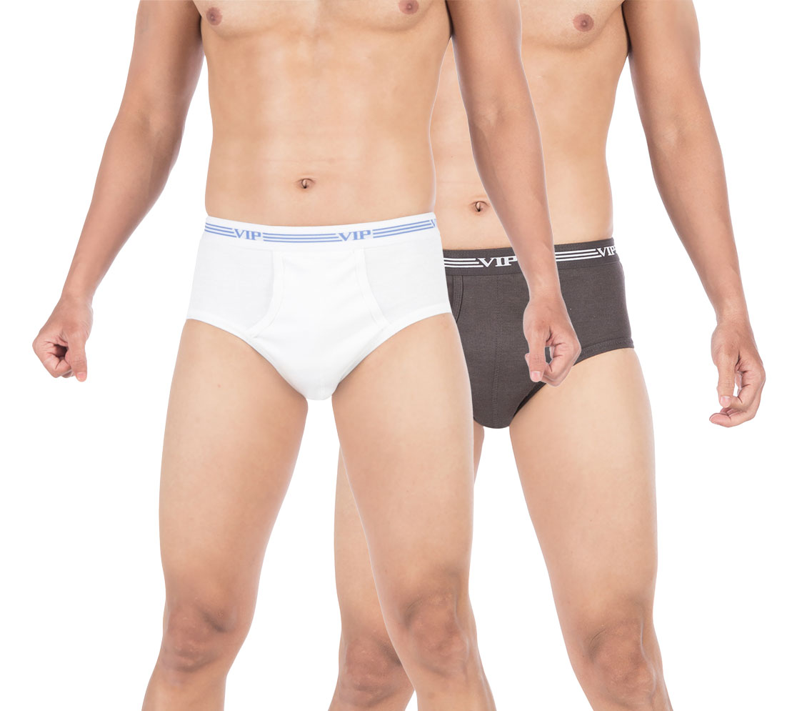 VIP Champ Brief White,Grey Pack of 2 Briefs for Men