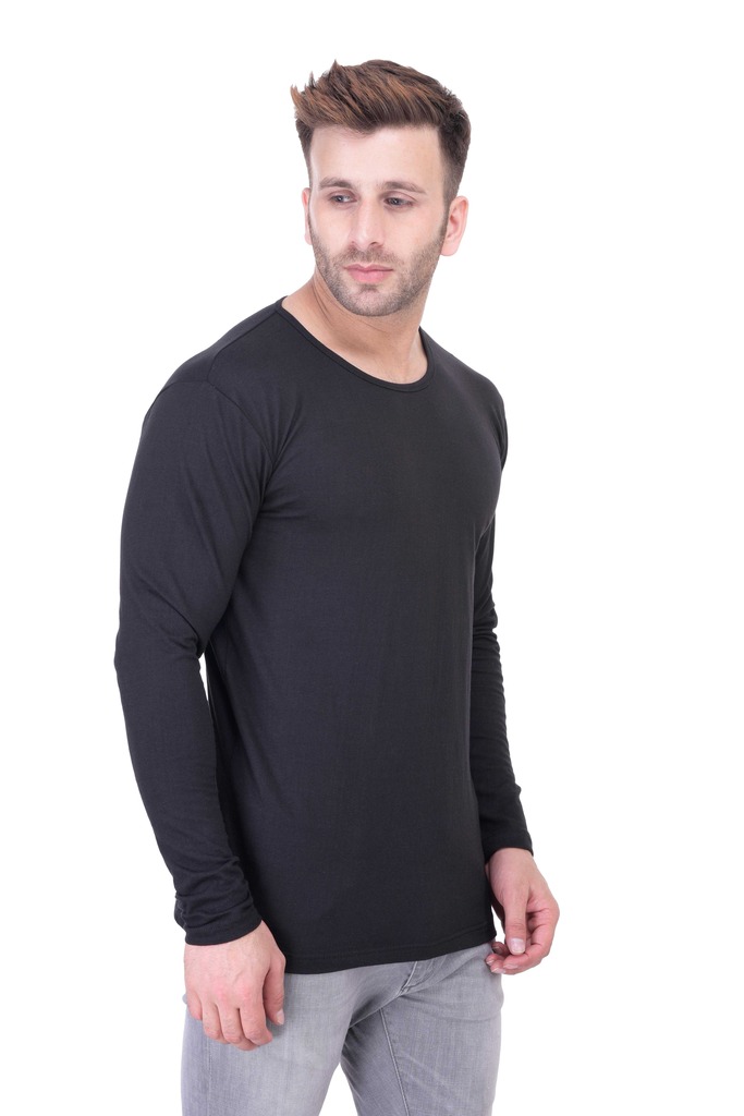 Buy Bi Fashion Black Round Neck Full Sleeve T-Shirt for Men Online ...